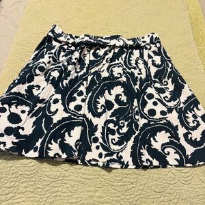Banana Republic Black and White Smocked Skater Skirt